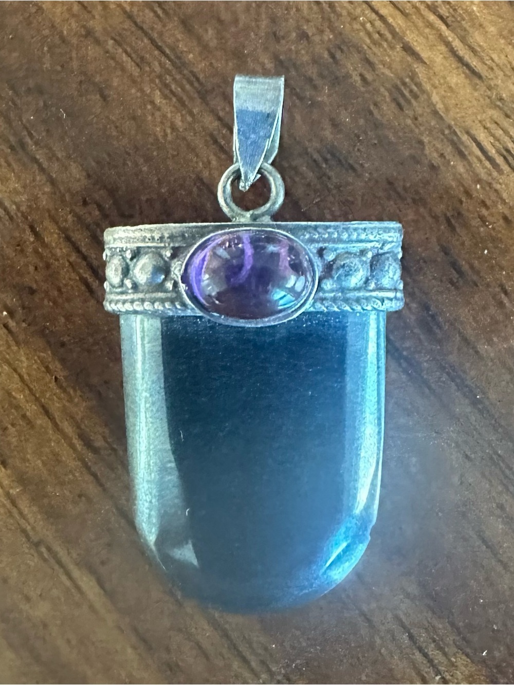 Sterling Silver Purple Amethyst Accent with Hematite Pendant Necklace